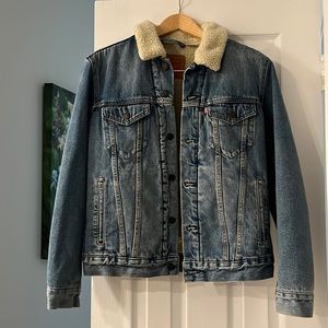 Levi's Blue Denim Jacket with Cream Collar